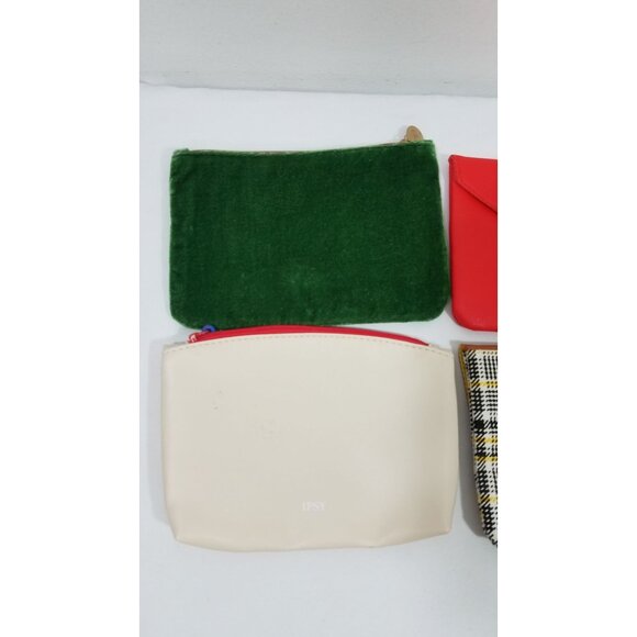 Set Of 4 Ipsy Pouches Mixed Designs & Colors Faux Leather Velvet Material - Picture 5 of 10